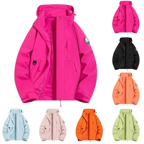 Women's Long Sleeve Waterproof Windbreaker Jacket Coat Parka Outerwear Solid Color Hooded Raincoat for Casual Outdoor Hiking Travel Commute Fashion Essential for Women | CSEONE,Black L