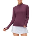thumbnail image 1 of Women's Long Sleeve Workout Tennis Tops Quarter Zip Pullover Slim Fit Athletic Golf Shirts Quick Dry Sun Protection, 1 of 6