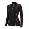 thumbnail image 1 of Women's Long Sleeve Workout Tops Quarter Zip Athletic Running Sweatshirt Rash Guard Pullover, 1 of 4