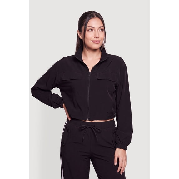 Women's Long Sleeve Zip Front Mock Neck Track Jacket