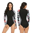 thumbnail image 1 of Women's Long Sleeve Zip Front Rashguard Swimsuit Sun Protection Surfing Swimwear Bathing Suit, 1 of 5