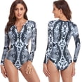 thumbnail image 1 of Women's Long Sleeve Zip Front Rashguard Swimsuit Sun Protection Surfing Swimwear Bathing Suit, 1 of 7