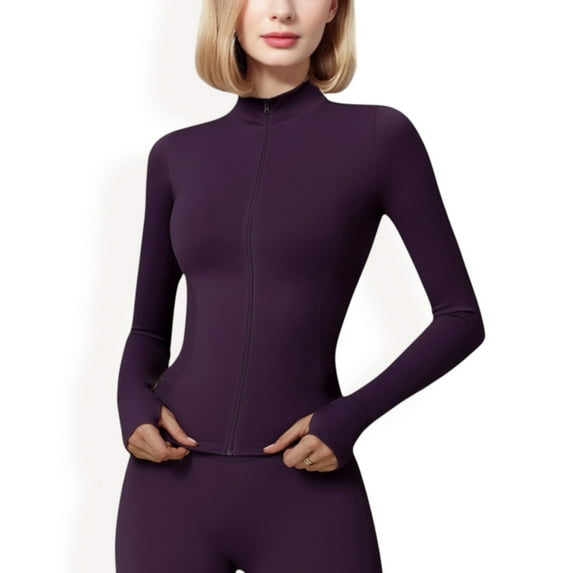 Women's Long Sleeve Zip-Up Activewear Jacket - Medium, Purple