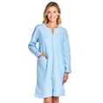 thumbnail image 1 of Casual Nights Women's Fleece Zip Front Robe, Long Sleeve Housecoat with Pockets, Lightweight Poly Fleece Floral Embroidered Duster, White X-Large, 1 of 5