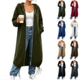thumbnail image 1 of Women's Long Sleeve Zip Up Hoodie， Drawstring Hem Loose Hooded Sweatshirt Coat with Pockets,Army Green,Women's Plus Size L, 1 of 8