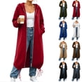 thumbnail image 1 of Women's Long Sleeve Zip Up Hoodie， Drawstring Hem Loose Hooded Sweatshirt Coat with Pockets,Red,Women's Plus Size S, 1 of 8