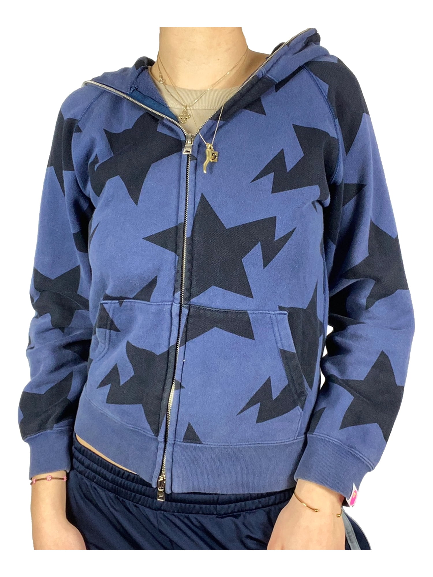 Women's Long Sleeve Zip Up Hoodie Star Print Hooded Oversized