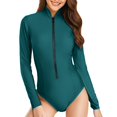 thumbnail image 1 of Women's Long Sleeve Zip Up Swimsuit Training, Sunscreen, Adjustable Straps, Removable Paddings, Sizes S XXL, 1 of 7
