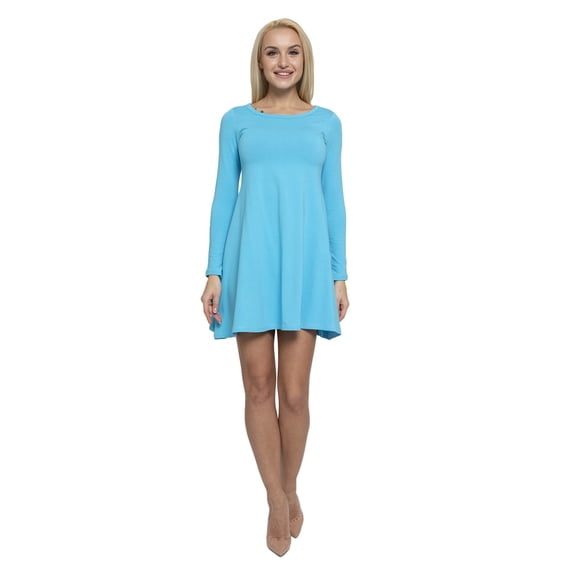 Women's Long Sleeved A-Line Dress with Pockets, XL, Dark Turquoise, by Ambesonne