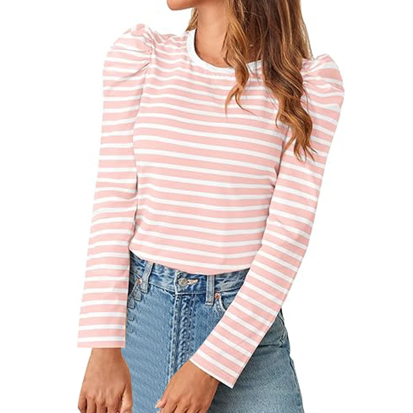 Free People Women's Block Long Sleeve Crew Neck T-Shirt Orange Size Small