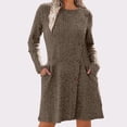 thumbnail image 1 of Women's Long Sleeved Dress Women's Belted Pocket Stylish Sweater Dress Long V Neck Sweater Casual Long Sleeve Knit Turtleneck Turtleneck Dress Women Dress Womens Small High Waist Dresses Wrap Dress, 1 of 3