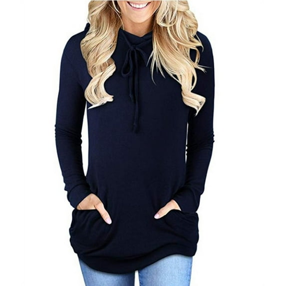 Women's Long-Sleeved Hooded Pocket Tops