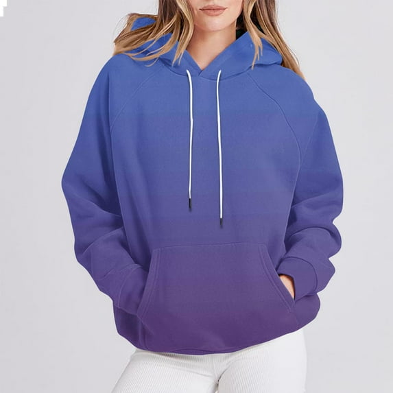 Women's Long Sleeved Pullover Hooded Fashion Printed T-shirt Drawstring Blouse Round Neck Casual Tops Hooded Sweatshirts