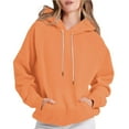 thumbnail image 1 of Women's Long Sleeved Pullover Hooded Fashion Solid T-shirt Drawstring Blouse Round Neck Casual Tops Hooded Sweatshirts, 1 of 7