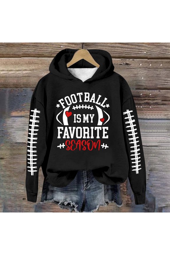 Women's Long Sleeved Round Neck Rugby Letter Printed Hooded Sweatshirt 1 Jackets Women Casual Hoodies for Women Zip up Womens Zip Sweatshirts And Hoodies Long Sleeve Front Zip Hoodie Women Sleeve