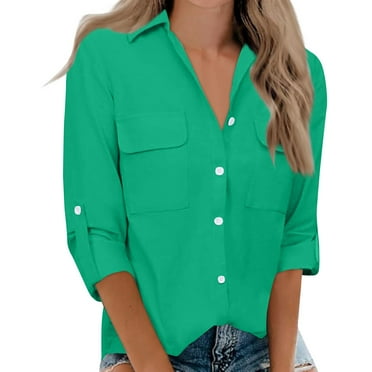 Women's Long Sleeved Shirt, Daily Fashion Printed Button Top, Chest Pocket Cardigan