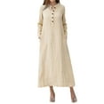 Women's Long Sleeved Solid Color Casual Maxi Long Shirt Dresses With