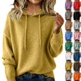 thumbnail image 1 of Women's Long Sleeved Solid Color Hooded Pullover Knitted Sweater Tops, 1 of 4