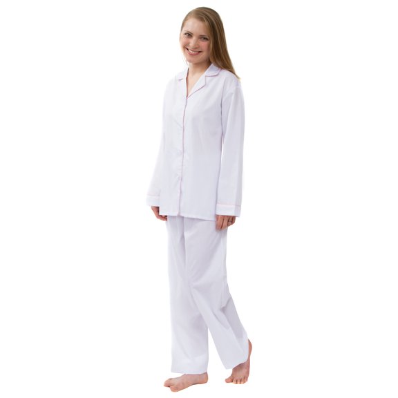 Women's Long Sleeved Solid Woven Pajamas Set