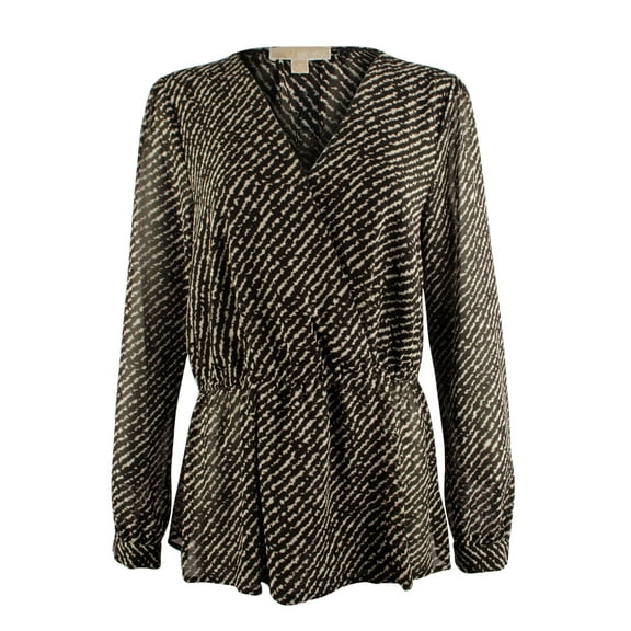 Women's Long Sleeved Striped Peplum Top-CB-S