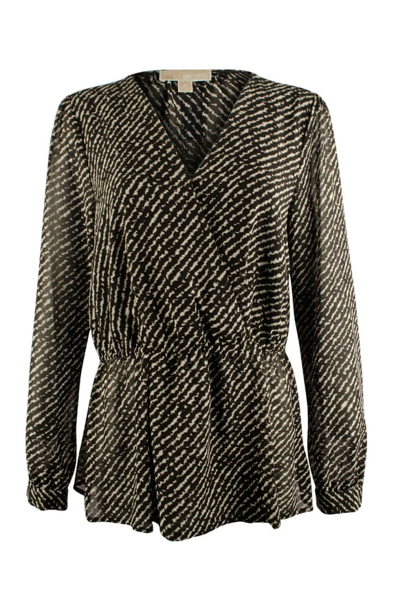 Women's Long Sleeved Striped Peplum Top-CB-S