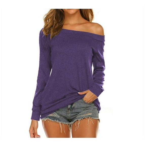 Women's Long-Sleeved T-shirt off-Shoulder Top