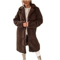 thumbnail image 1 of Women's Long-Sleeved Warm Plush Jacket with a Notched Lapel Collar, Elegant Blazer Style Coat for Smart Casual and Office Wear,Coffee,S, 1 of 9