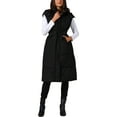 thumbnail image 1 of INSPIRE CHIC Women's Long Sleeveless Hooded Pockets Belted Winter Vest Outerwear Jackets XL Black, 1 of 5