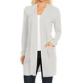 thumbnail image 1 of Women's Long Sleeves Relexed Fit Open Front Side Pockets Solid Cardigan, 1 of 4