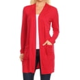 thumbnail image 1 of Women's Long Sleeves Relexed Fit Open Front Side Pockets Solid Cardigan, 1 of 4