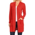 thumbnail image 1 of Women's Long Sleeves Relexed Fit Open Front Side Pockets Solid Cardigan, 1 of 4