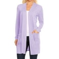 thumbnail image 1 of Women's Long Sleeves Relexed Fit Open Front Side Pockets Solid Cardigan, 1 of 4