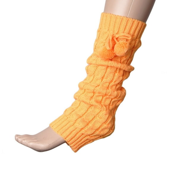 Women's Long Socks Leg Warmers Ribbed 80s Cable Knit Leg Warmer Cover With Poms Casual Solid Color Streetwear Party Warm Boot Socks