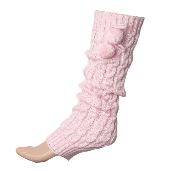 Women's Long Socks Leg Warmers Ribbed 80s Cable Knit Leg Warmer Cover With Poms Casual Solid Color Streetwear Party Warm Boot Socks
