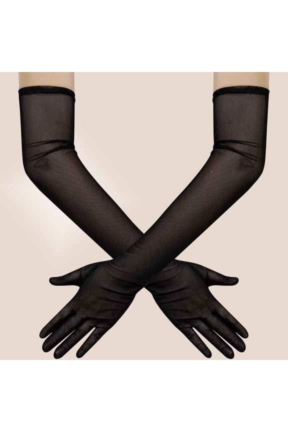 Women's Long Stretchy Mesh Tulle Sheer Gloves Costume Wedding Opera Halloween Party Dance Gloves