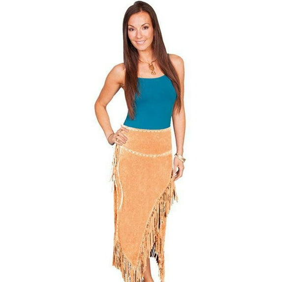 Women's Long Suede Fringe Skirt L659