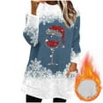 thumbnail image 1 of Women's Long Sweaters with Pockets Sherpa Fleece Christmas Crewneck Pullover Sweatshirt Tunic Tops for Leggings (L, Blue), 1 of 5