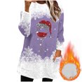 thumbnail image 1 of Women's Long Sweaters with Pockets Sherpa Fleece Christmas Crewneck Pullover Sweatshirt Tunic Tops for Leggings (M, Purple), 1 of 5