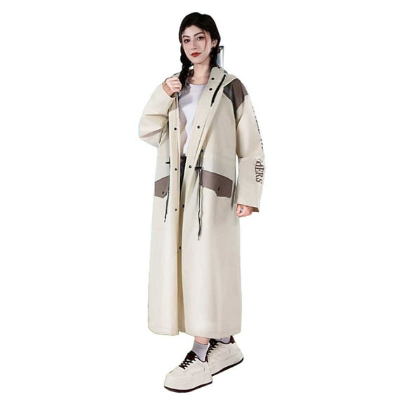Women's Long Trench Anorak Windproof Raincoat Hooded Outdoor Windbreaker Coat for All Seasons
