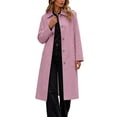 thumbnail image 1 of Women's Long Trench Coat Lapel Collar Single Breasted Button Down Long Sleeve Dressy Elegant Classic Business Fall Winter Overcoat with Pockets Pink, 1 of 9