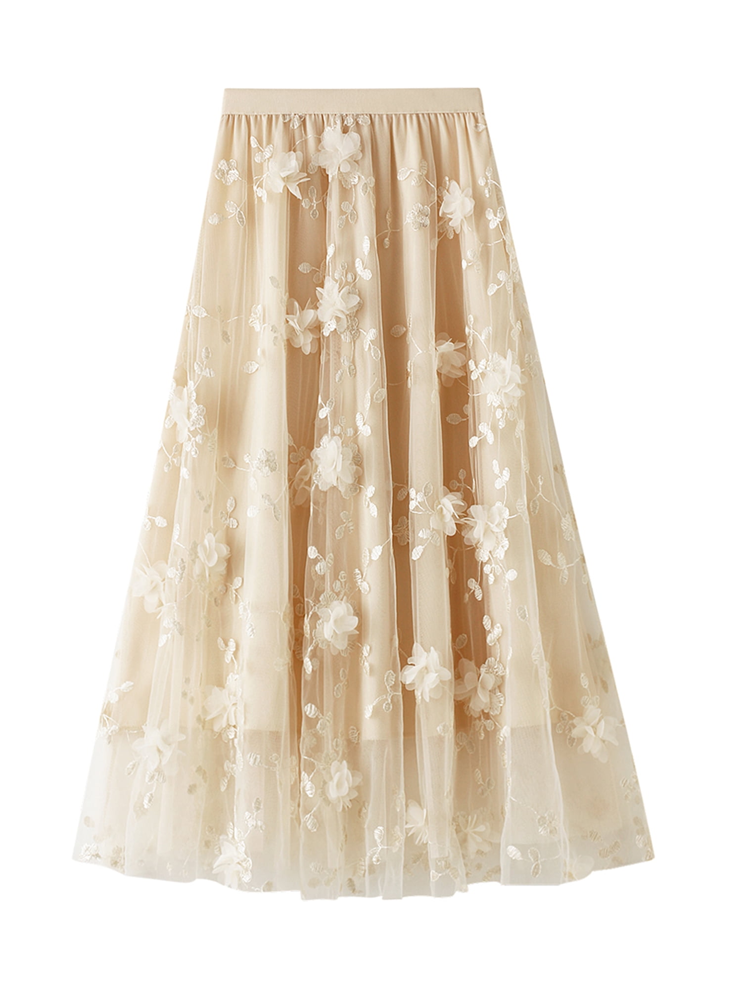 Embroidered tulle midi skirt cheap