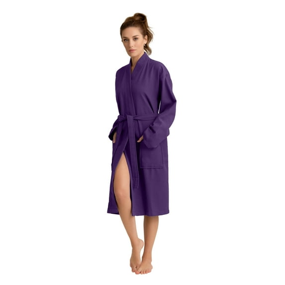 Women’s Long Waffle Robe - Lightweight 100% Cotton