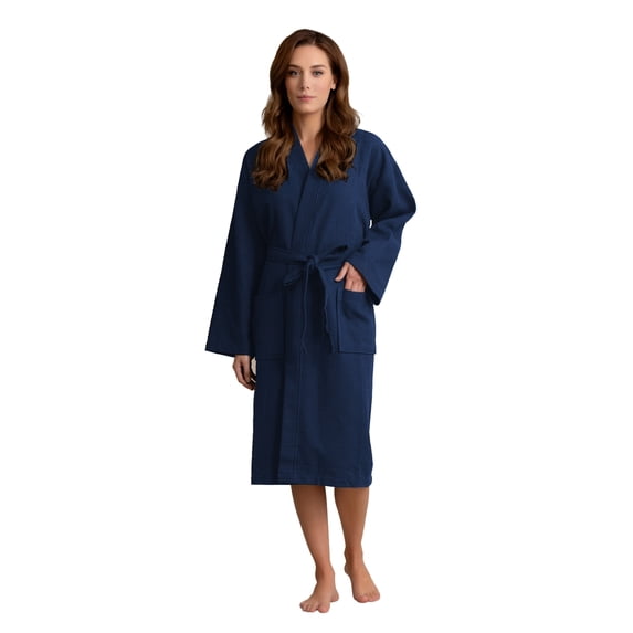 Women’s Long Waffle Robe - Lightweight 100% Cotton