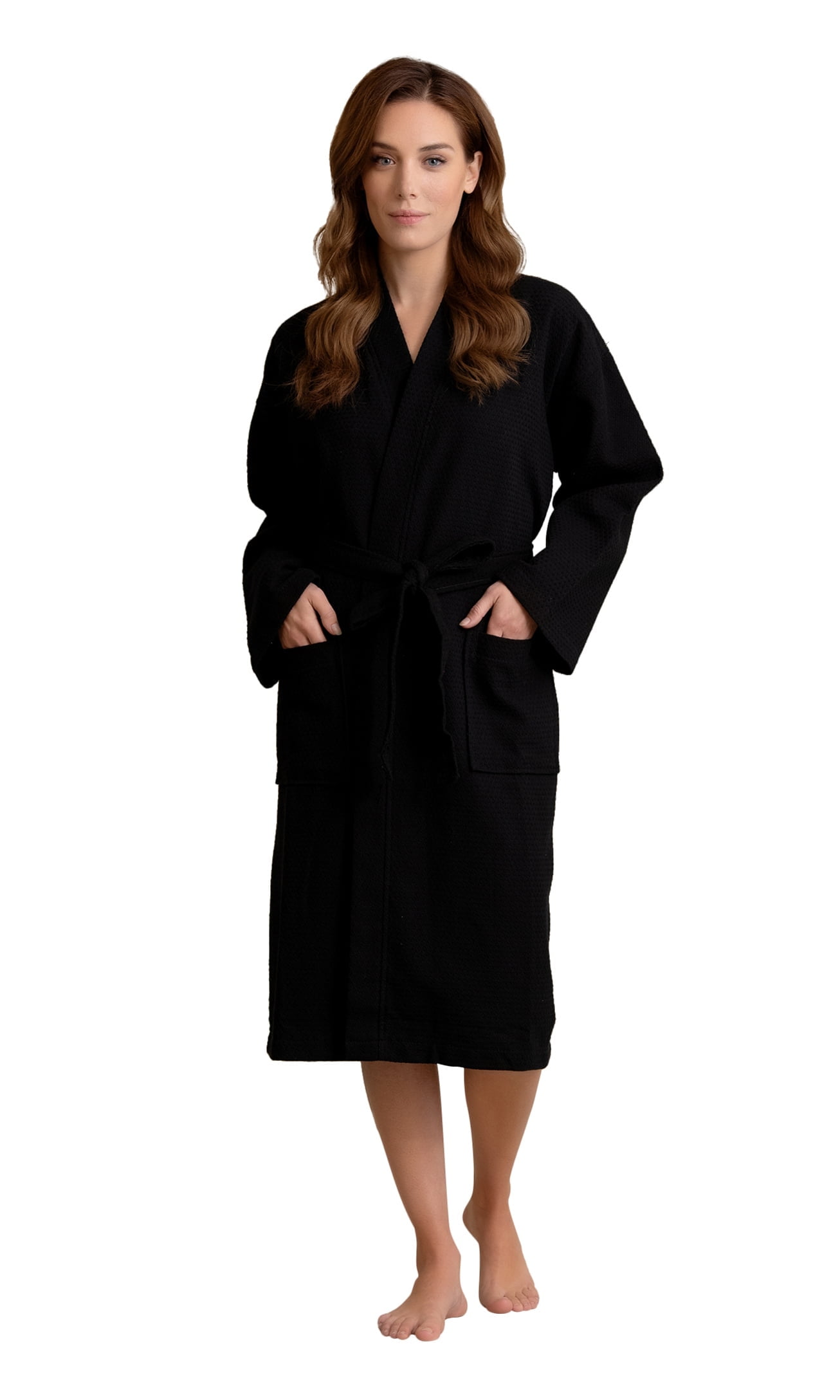 Luxurious 100% Cotton Women's Waffle Robe. Long, Lightweight White –  towelnrobe
