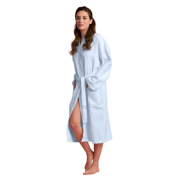 Women’s Long Waffle Robe - Lightweight 100% Cotton
