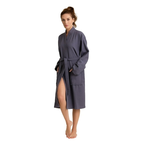 Women’s Long Waffle Robe - Lightweight 100% Cotton