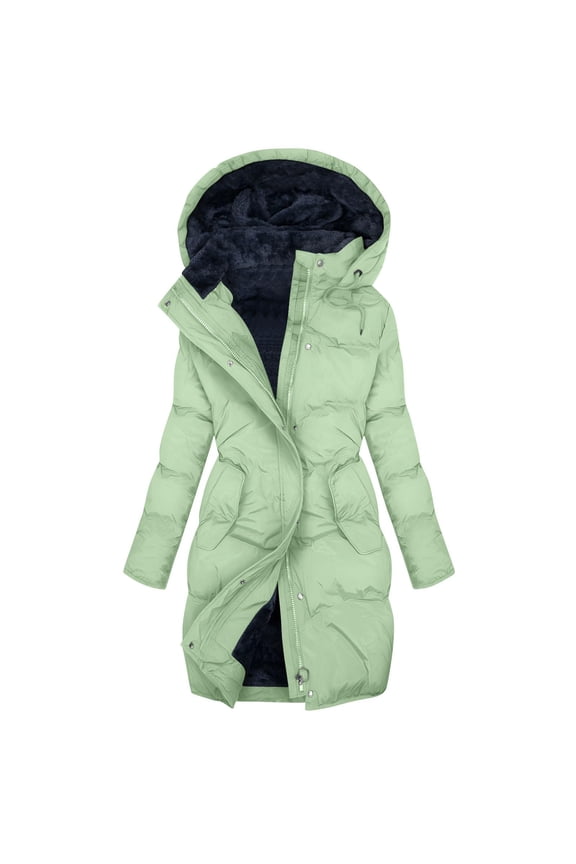 Women's Long Waterproof Windproof Winter Coat, Hooded Fleece Lined Parka with Thermal Insulation, Plus Size Extended Length Jacket for Women, Stormproof Outerwear for Harsh Weather Conditions Green M