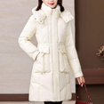 thumbnail image 1 of Women's Long Winter Coat, Thermal Lined Quilted Jacket, Windproof Parka with Hood, Warm Puffer Coat, Mid-Length Winter Jacket, Cold Weather Outerwear, Elegant Winter Parka White, 1 of 7