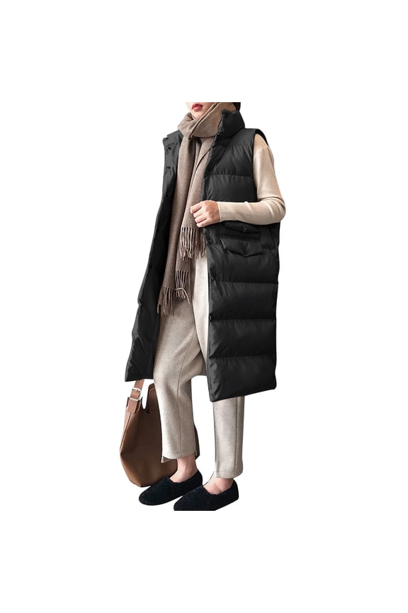 Women's Long Winter Coat Vest Sleeveless Warm Down Coat With Pockets Quilted Vest Down Jacket Quilted Outdoor Jacket Drape Front Stin Sweater Button down Cardigan Sweaters for Women Cardigan for Women
