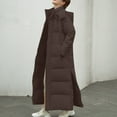 thumbnail image 1 of Women's Long Winter Down Coat Trendy Thermal Lengthened And Thickened Puffy Medium Length Down Cotton Puffy Parka With Hood Brown XL, 1 of 4